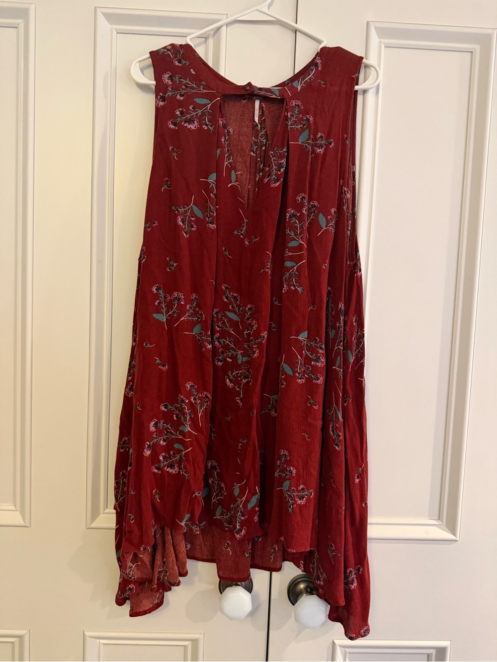 Free People Brownish-Red Floral Sleeveless Tunic